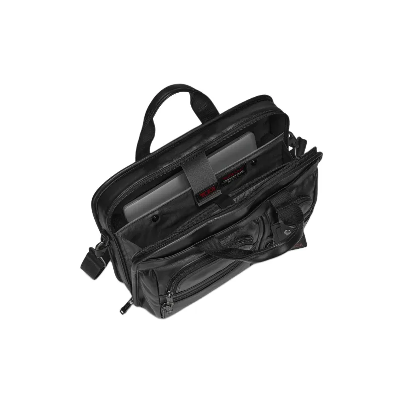 TUMI Cow Leather One Shoulder Crossbody Portable Briefcase Medium Size Men's Black-3