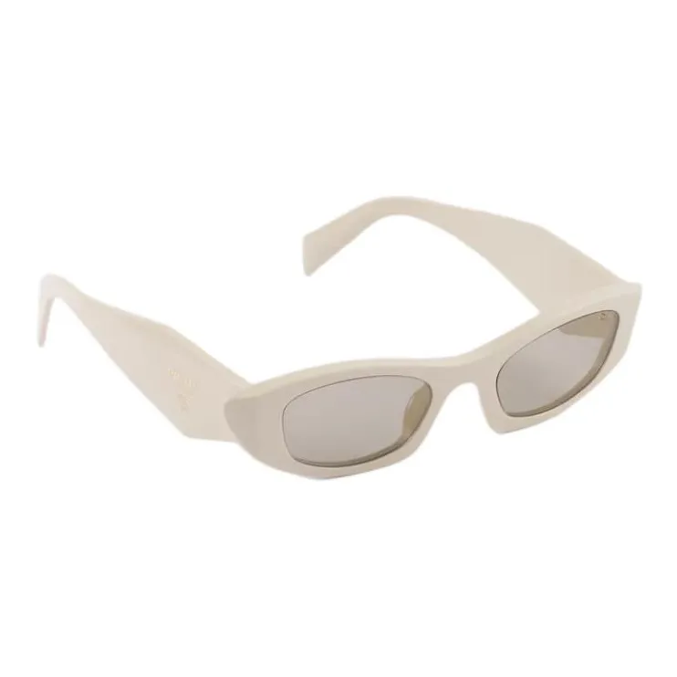 PRADA Acetate Irregular Shape Sunglasses Women's Ivory-1