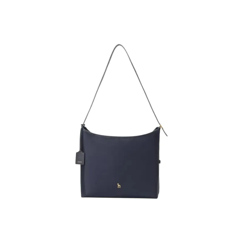 HAZZYS Fabric Hobo Shoulder Bag Medium Size Women's Navy Blue/Black/Beige-1