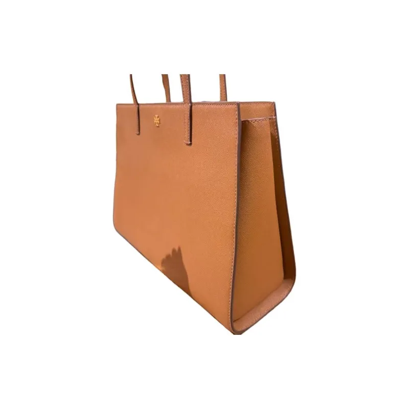 TORY BURCH Emerson Saffiano Leather Tote Bag, Shopping Bag, Shoulder Bag Women's Camel Brown-2
