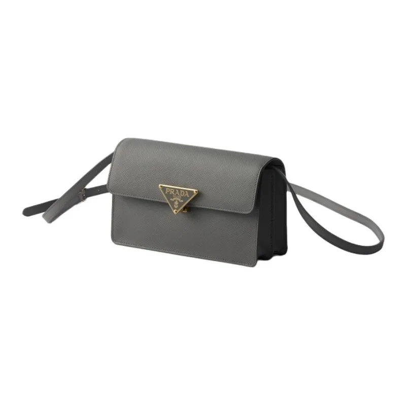 PRADA Saffiano Cow Leather Crossbody Bag, Shoulder Bag Mini Women's Slate Gray-1