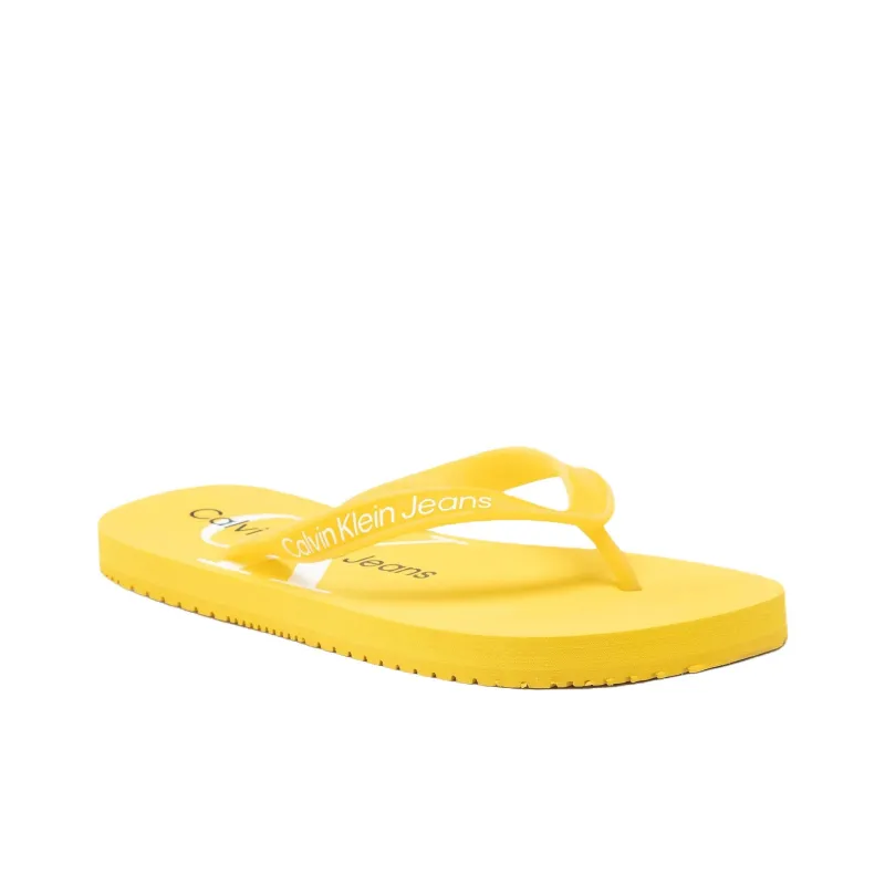 CKJ CALVIN KLEIN JEANS Abrasion Resistant Flip Flops Women's Yellow-2