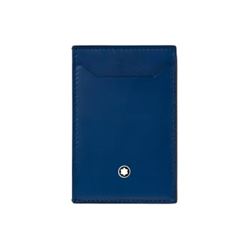 MONTBLANC Calfskin Card Holder Men's Blue/Black