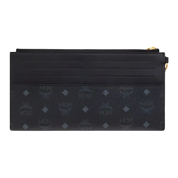 MCM Aren Intertwined Letter Canvas Clutch Tubas Women's Black-2