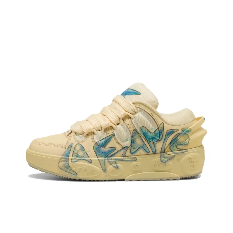 LaMelo Ball x PUMA HOOPS X LAFRANCE Abrasion Resistant Low Top Casual Shoes Unisex Beige-0