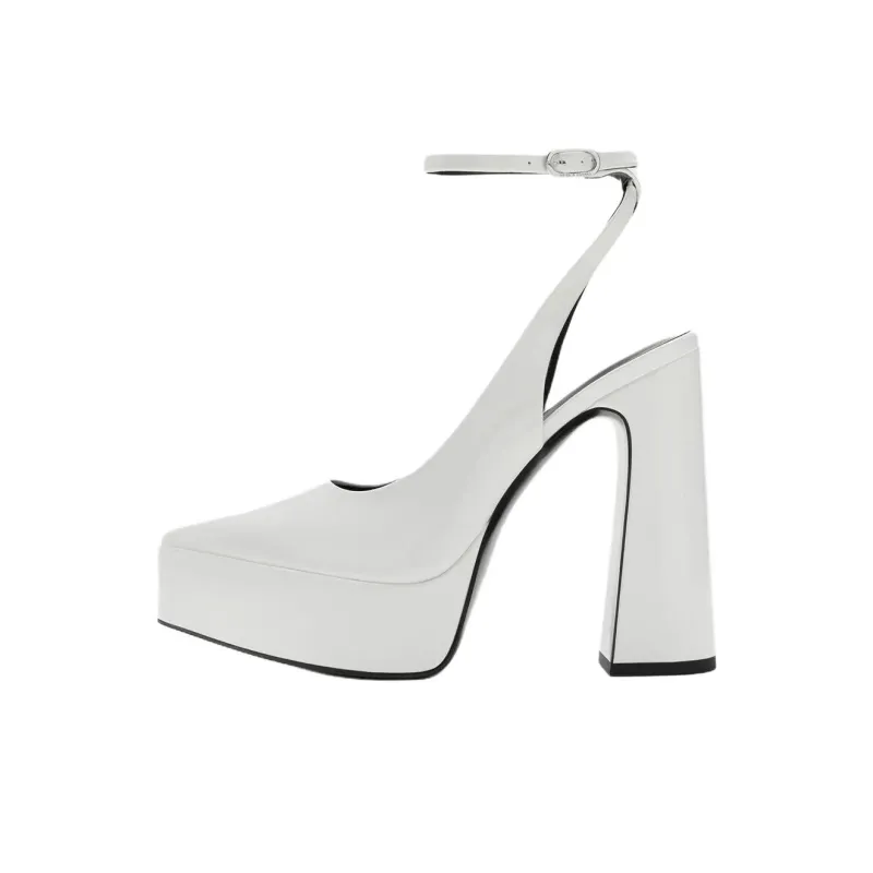 CHARLES&KEITH Guinevere Chunky Heel High Heels 13.1cm Women's White-0