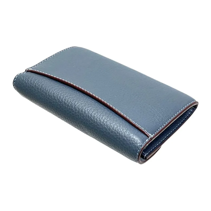 COACH Kleo Pebbled Leather Wallet Women's Denim Blue-2