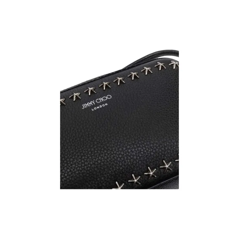 Jimmy Choo Cowhide Leather Shoulder Bag Women's Black-4