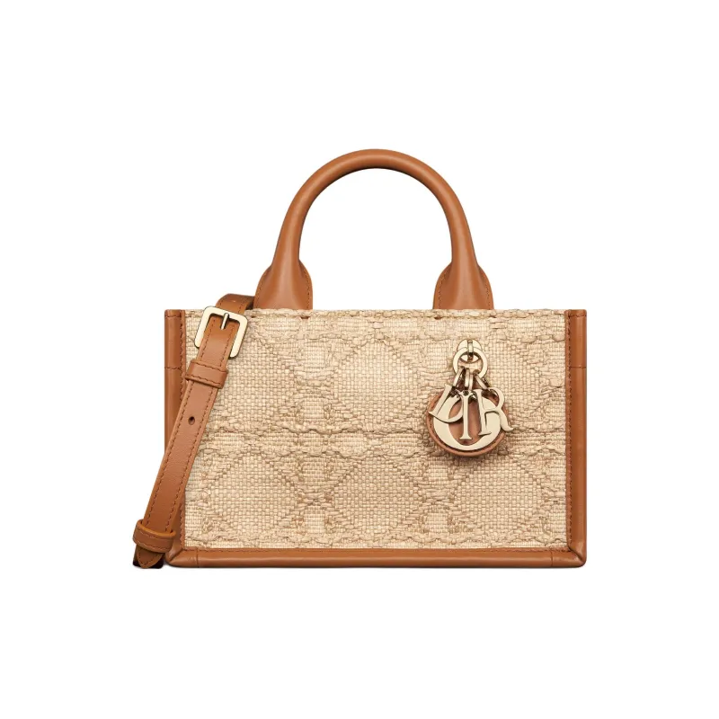 DIOR Book Tote Cow Leather Shoulder Bag, Crossbody Bag, Handbag Mini Women's Brown & Beige-0