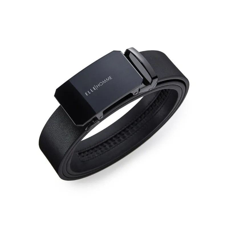 ELLE HOMME Cow Leather Fashion Trend Casual Belt Men's Gunmetal 3.5cm-0