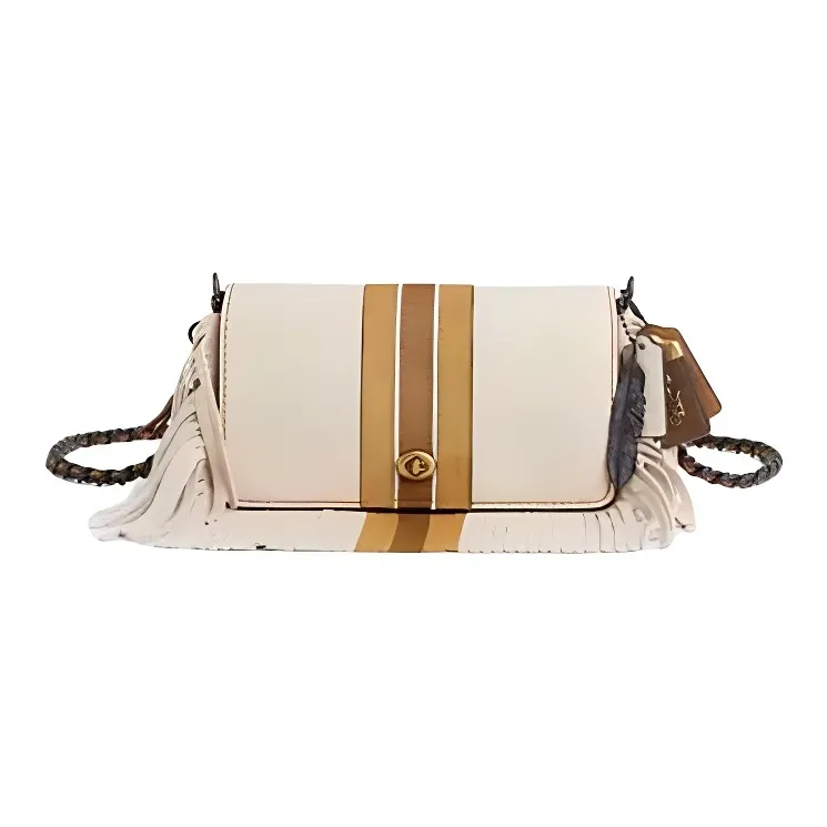 COACH Dinky Sheepskin Fleece Leather Shoulder Bag Medium Size Women's White-0