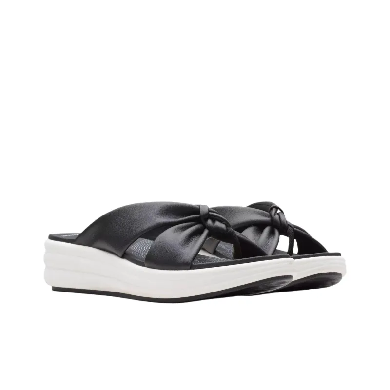 Clarks Rubber Sole Abrasion Resistant Flip Flops Women's Black White-2