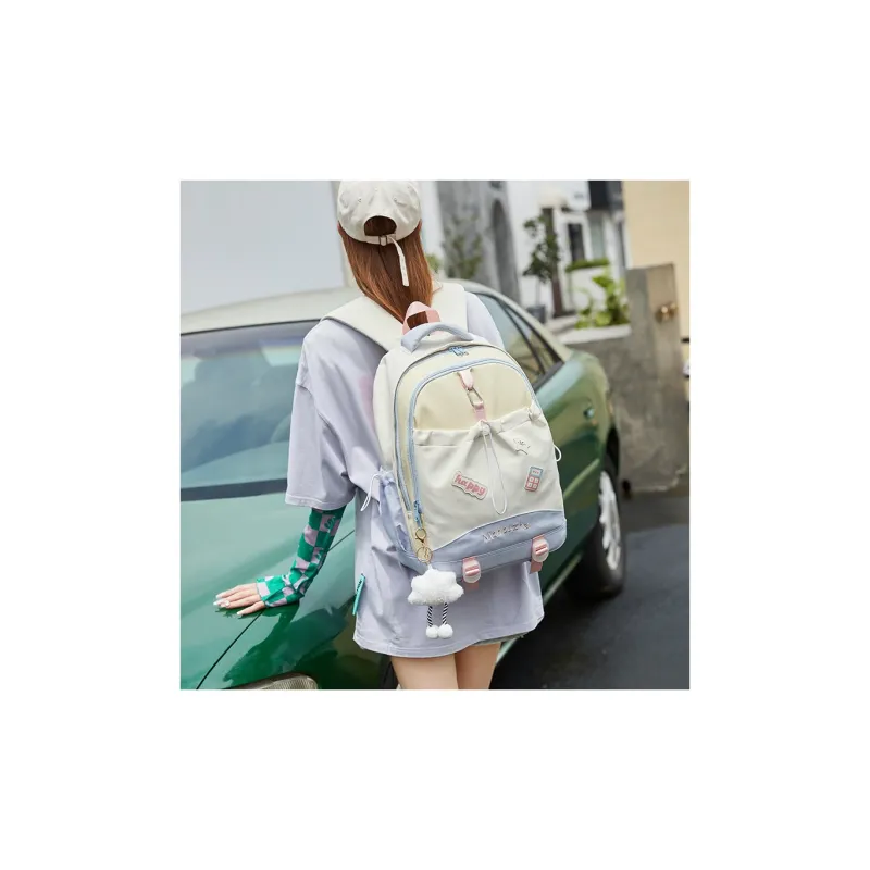 Kaka Tree Nylon Backpack White & Blue & Yellow/White & Yellow & Multicolor-1