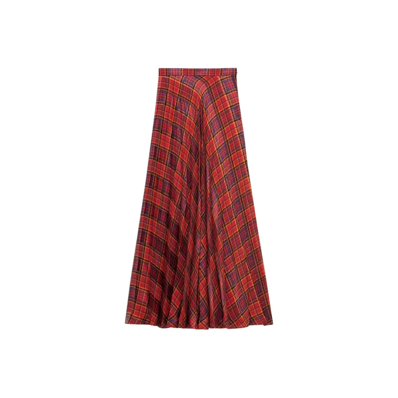 SAINT LAURENT Casual Long Skirt Women's Blue Yellow Red-0