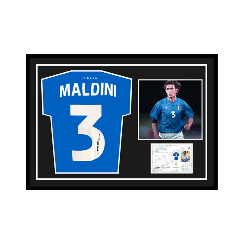 Three For Italy National Team Jersey Deluxe Framing, Outer Frame Approx. 105x70cm-0
