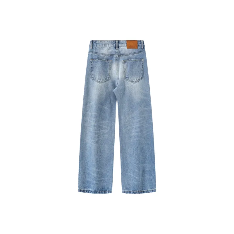 YICHEN Jeans Unisex Ice Blue[A-Shaped Slight Flare]-1