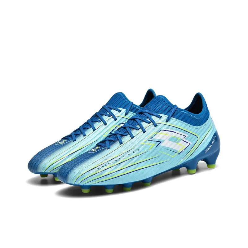 LOTTO FG Rubber Long Studs Natural Ground Cushioned Slip Resistant Abrasion Resistant Soccer Shoes Men's Blue-2