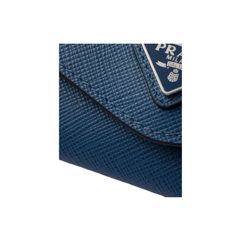 PRADA Saffiano Leather Eyeglass Pouch Unisex Pilot Blue-2