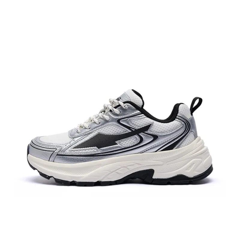 AVIA Lightweight Height Increasing Low Top Chunky Sneakers Unisex Silver White-0