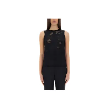 Alexander McQueen Logo Detailed Mesh Tank Top