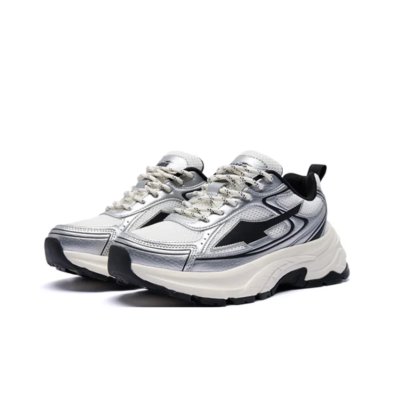 AVIA Lightweight Height Increasing Low Top Chunky Sneakers Unisex Silver White-2