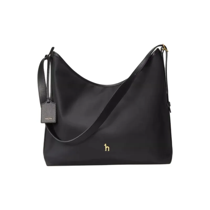 HAZZYS Fabric Hobo Shoulder Bag Medium Size Women's Navy Blue/Black/Beige-3
