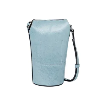 Ecco Cow Leather Crossbody Bag, Shoulder Bag Mini Unisex Light Blue