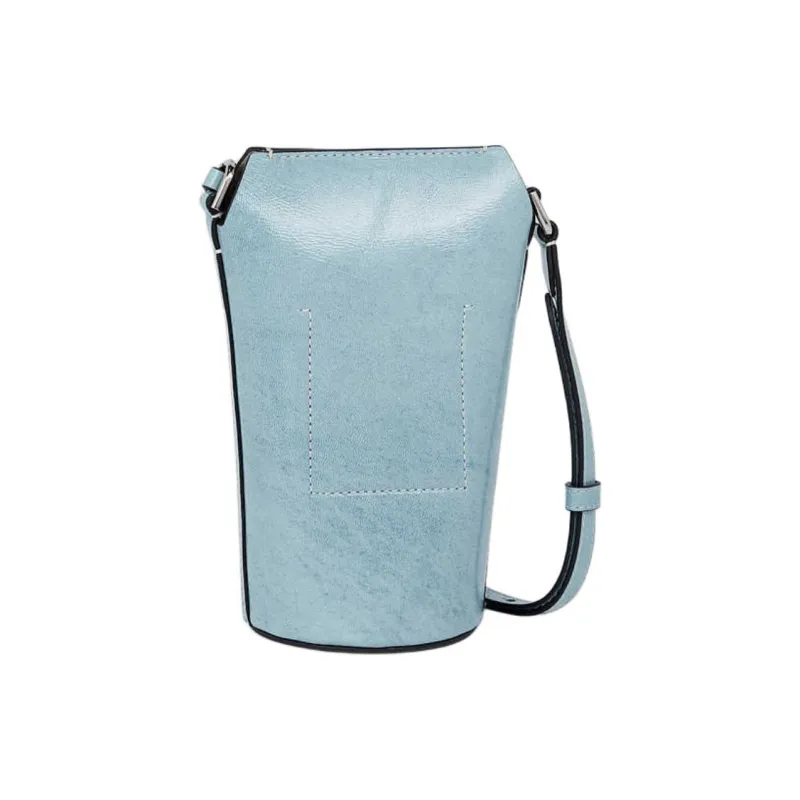 Ecco Cow Leather Crossbody Bag, Shoulder Bag Mini Unisex Light Blue-0