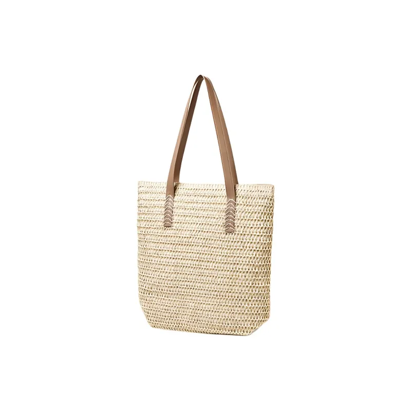 15 MINS Fabric, Synthetic Leather Tote Schooling Bag, Shopping Bag, Tote Bag, Shoulder Bag Regular Women's Ecru/Khaki-1