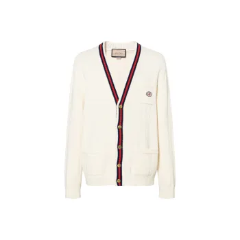 GUCCI Gg Logo Patch Embroidered Knit Cardigan