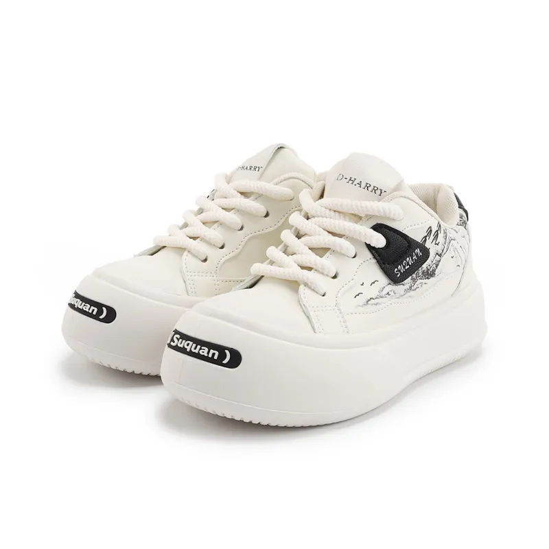 DHARRY 'Ink Gap Shoes' Height Increasing Low Top Skateboard Shoes Women's-10