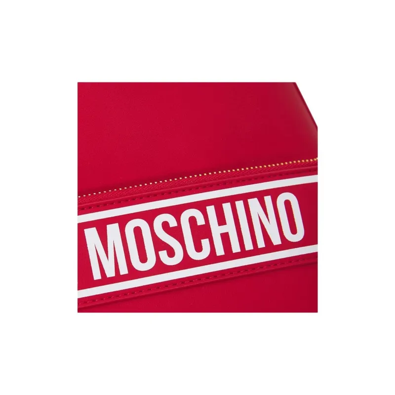 LOVE MOSCHINO PU Backpack Medium Size Women's Red-3