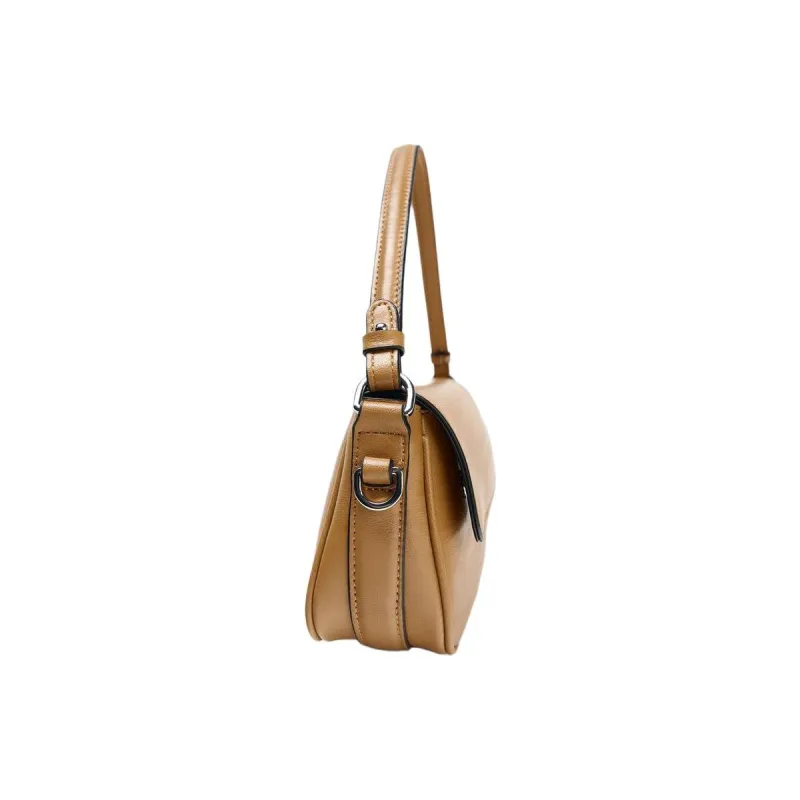 ZARA Polyurethane One Shoulder Handbag Women's Dark Brown Yellow-2