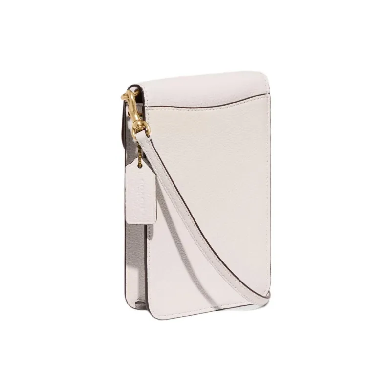 COACH Leather Cell Phone Pouch, Shoulder Bag, Crossbody Bag Mini Women's White-1