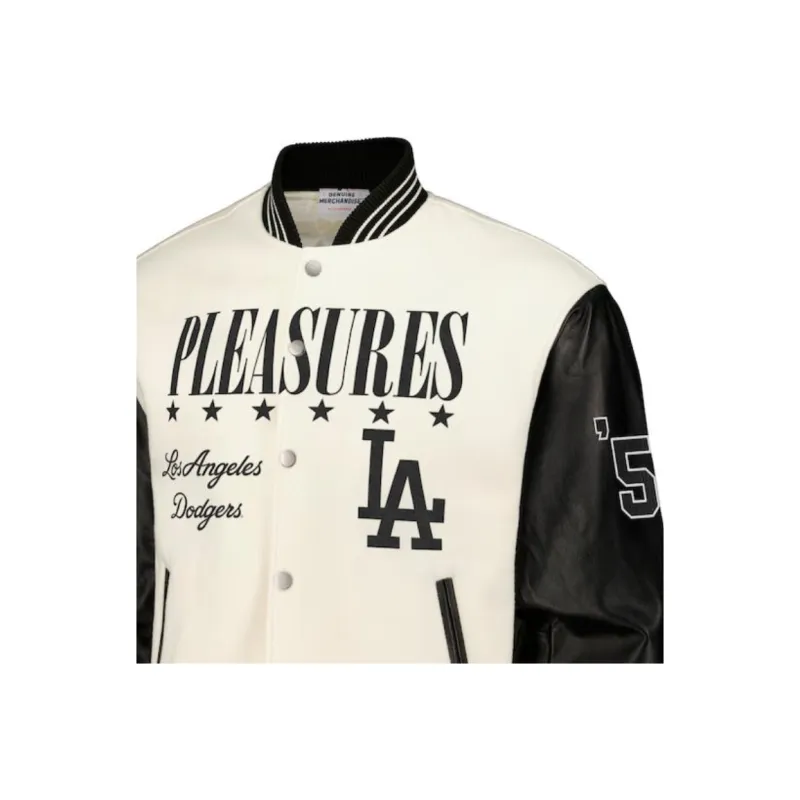 MLB x PLEASURES FW23 Baseball Jacket Men's White-2