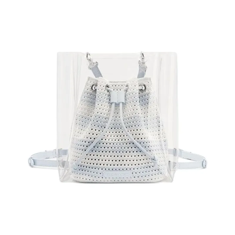 CHARLES&KEITH Fabric Bucket Bags Crossbody Bag, Shoulder Bag Women's Sea Salt Blue-1