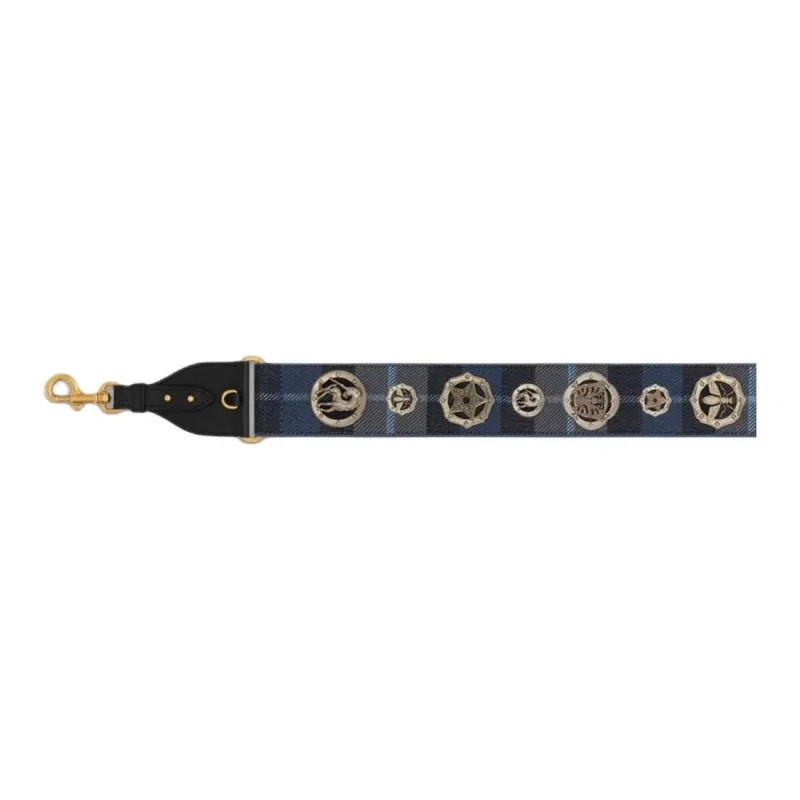 DIOR Cotton Bag Strap Women's Denim Blue-3