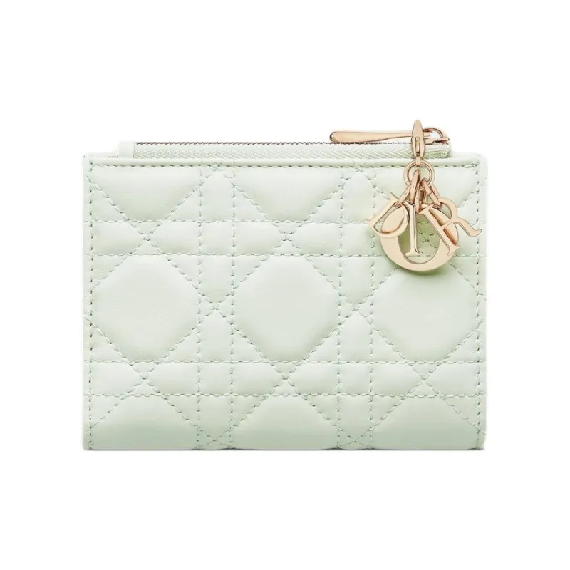 DIOR Lady DiorDahlia Sheepskin Wallet Women's Light Green-2