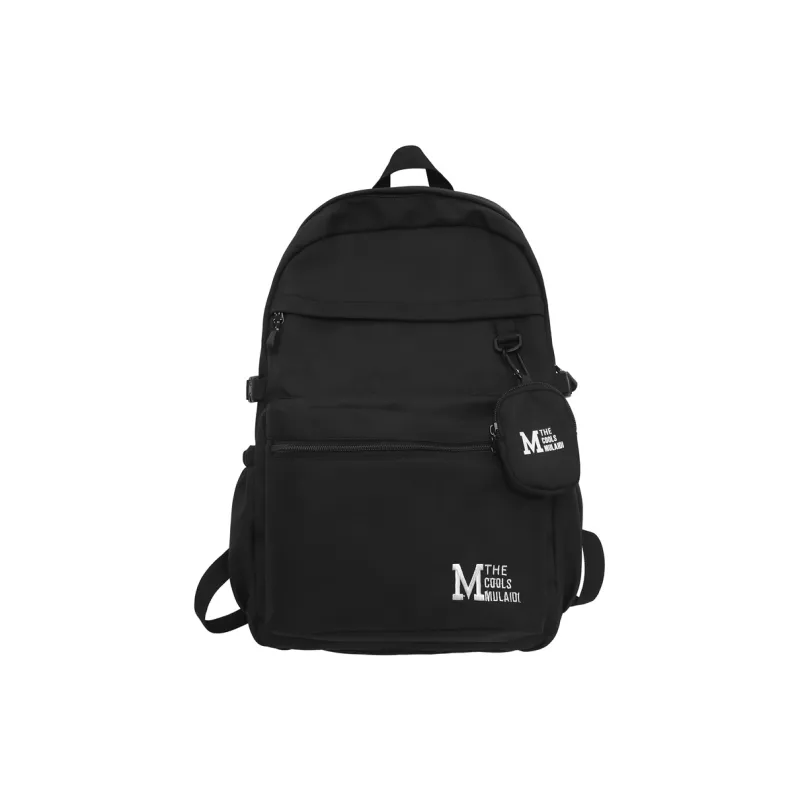 OURFUN Nylon Fabric Backpack Unisex White/Gray/Black/Light Brown-26