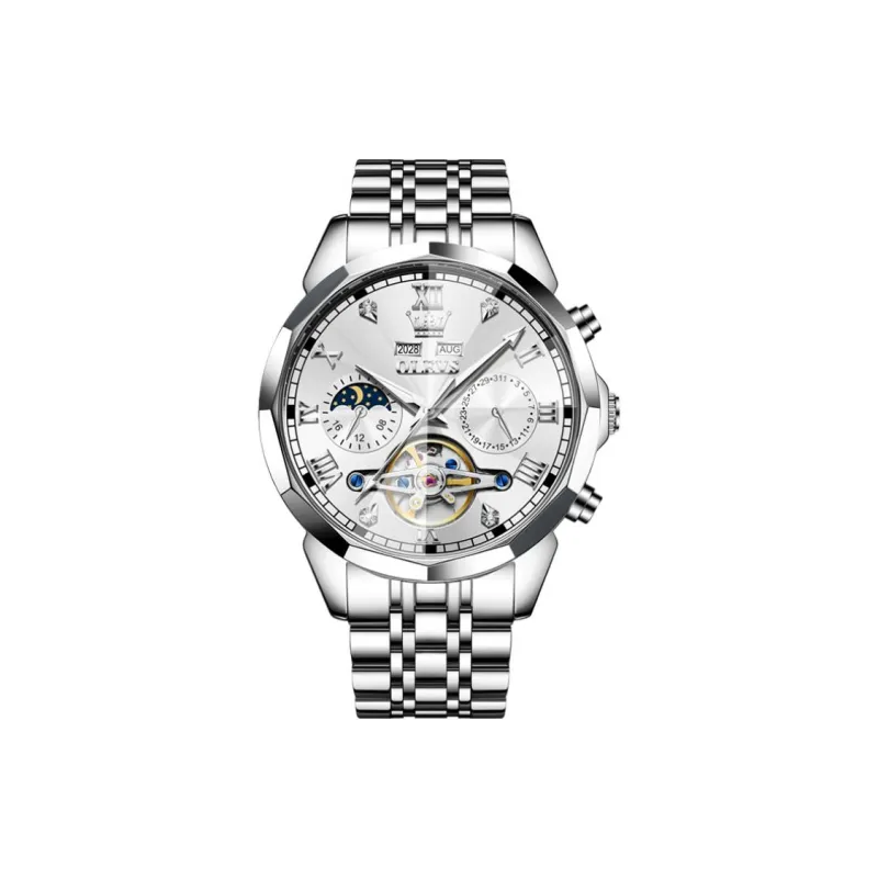 OLEVS Wisdom Series Automatic Mechanical Movement Stainless Steel Watchband Watch Men's Watches Black Dial-5