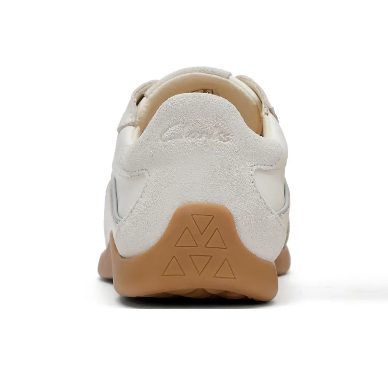 Clarks Low Top Casual Shoes Women's White-3