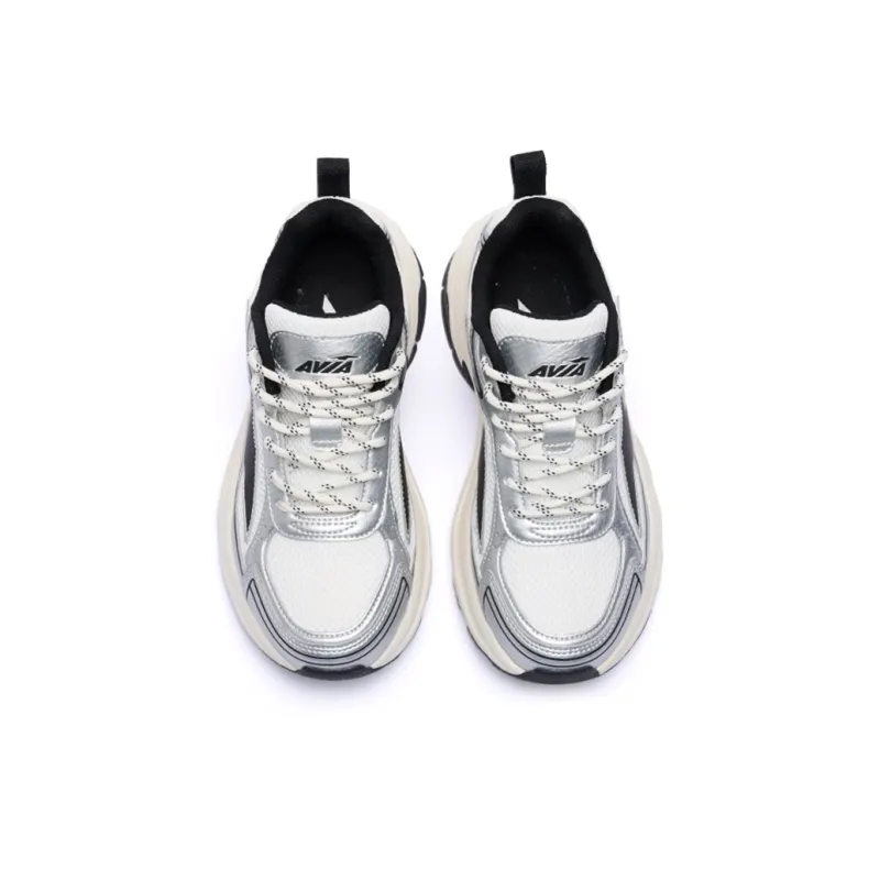 AVIA Lightweight Height Increasing Low Top Chunky Sneakers Unisex Silver White-3