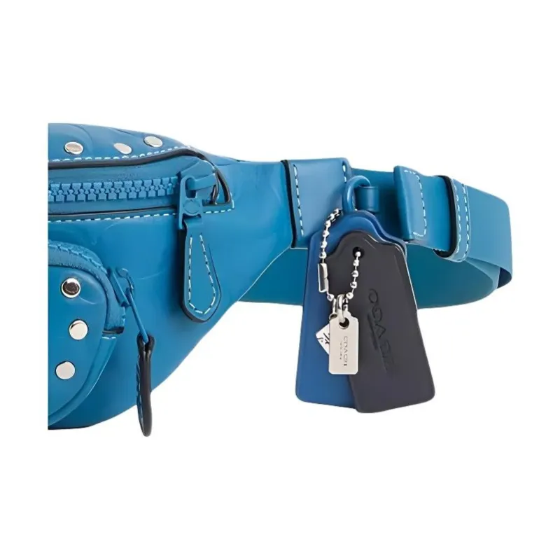 COACH SprintBelt Iconic Smooth Calfskin Crossbody Fanny Pack Medium Size Unisex Blue-4