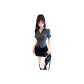 Gray Top+Black Bodycon Skirt Set