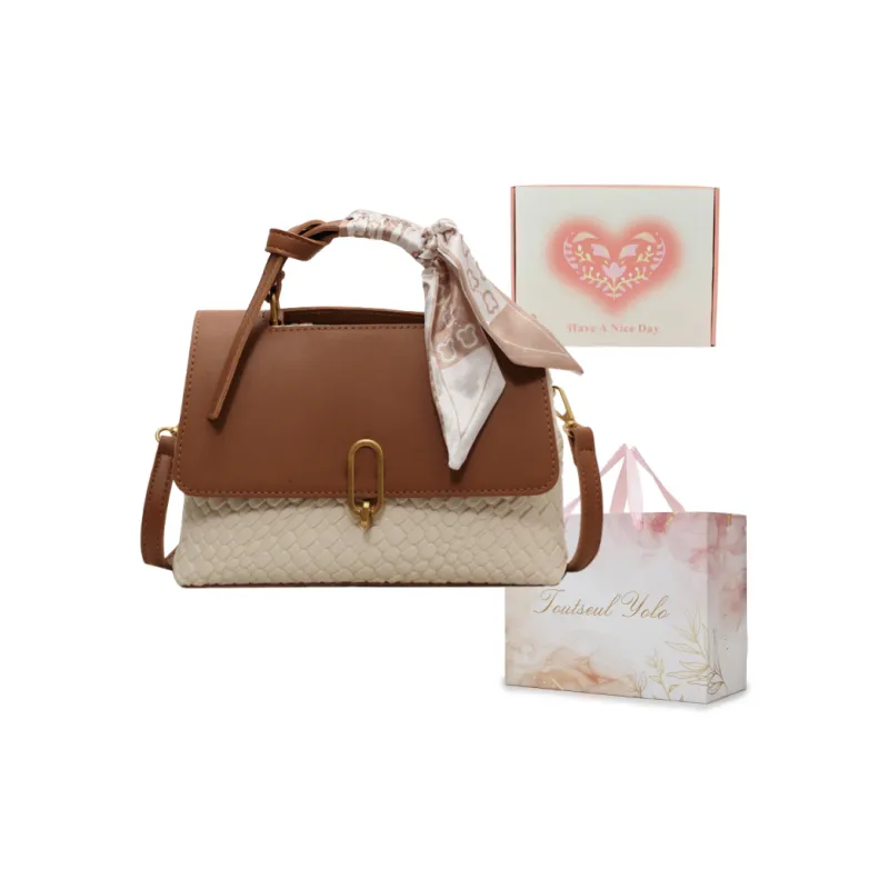TOUTSEUL YOLO PU One Shoulder Handbag Regular Women's Black/Coffee & Brown & White/Coffee & Green-29