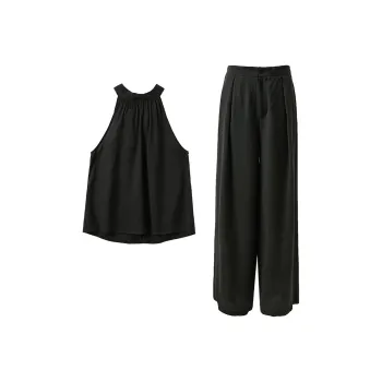 3COLOUR Casual Suits Women's Set Classic Black Top+Pants