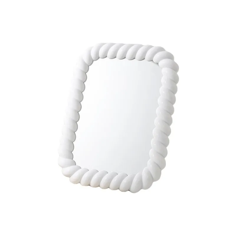 XIAOLITONGXUE Cute Cream Style HD Makeup Mirror, Round Desktop Portable Cream Style Office Movable Mirror-3