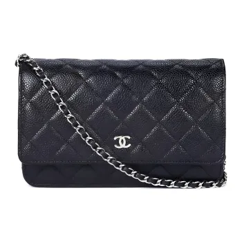 CHANEL Grain Embossed Calfskin Chain Bag, Pochette, Shoulder Bag Women's Black