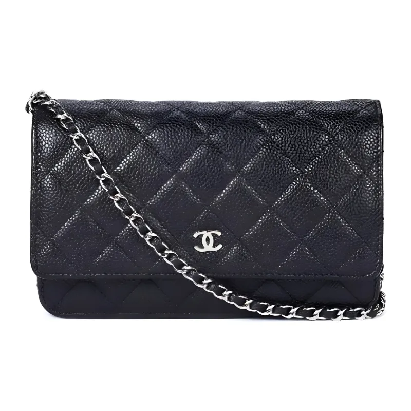 CHANEL Grain Embossed Calfskin Chain Bag, Pochette, Shoulder Bag Women's Black-0