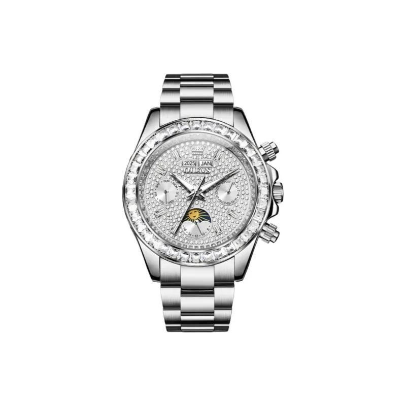OLEVS Wisdom Series Automatic Mechanical Movement Stainless Steel Watchband Watch Men's Watches White Dial-0